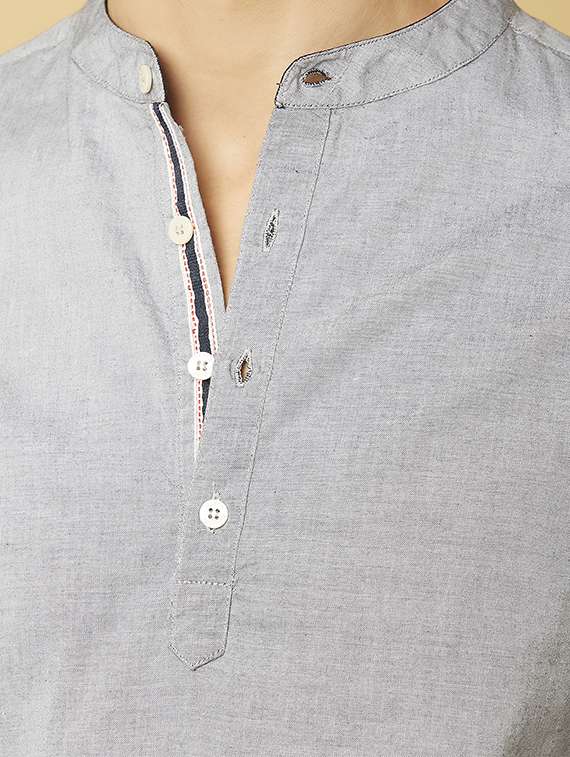 grey solid casual shirt - 17750284 -  Standard Image - 3