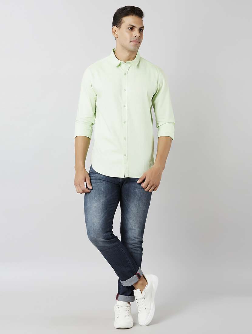green solid casual shirt - 17750287 -  Standard Image - 3