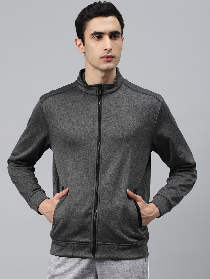 grey solid casual jacket