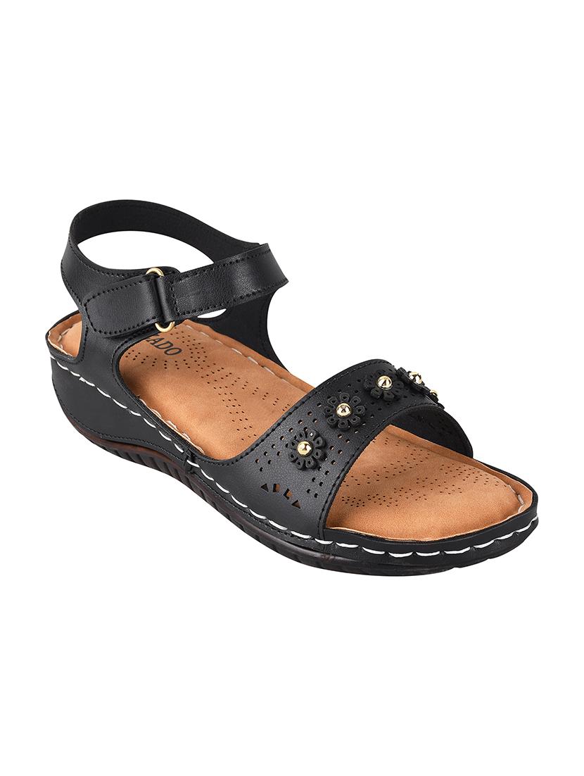 black synthetic back strap sandals - 17750982 -  Zoom Image - 0