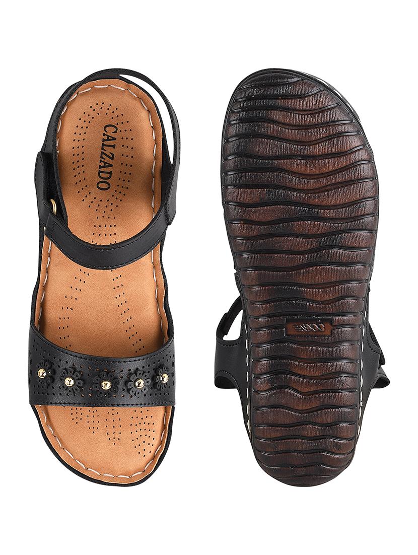 black synthetic back strap sandals - 17750982 - Standard Image - 3