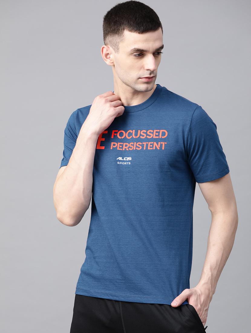 blue printed t-shirt