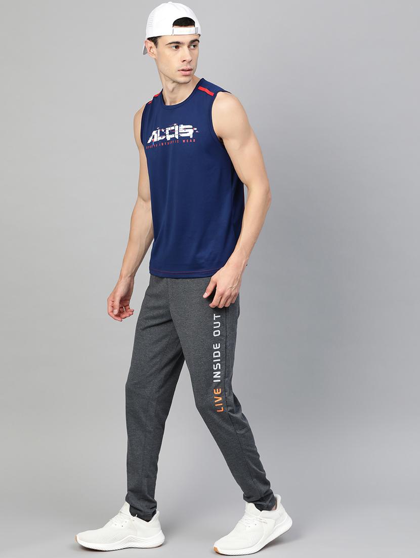 grey printed full length track pant - 17751799 - Standard Image - 3
