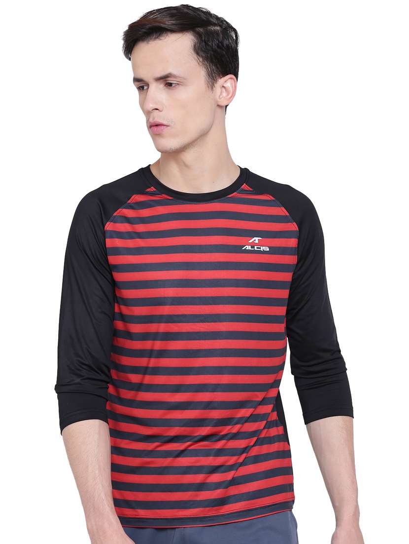 navy blue striped raglan t-shirt
