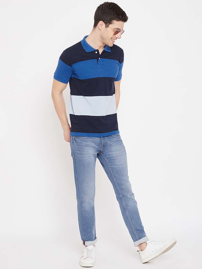 blue striped polo t-shirt - 17751825 - Standard Image - 3