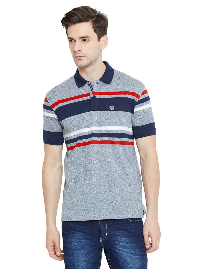 grey striped polo t-shirt - 17751865 - Zoom Image - 0