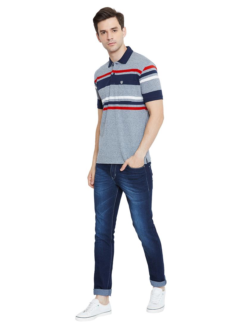 grey striped polo t-shirt - 17751865 - Standard Image - 3