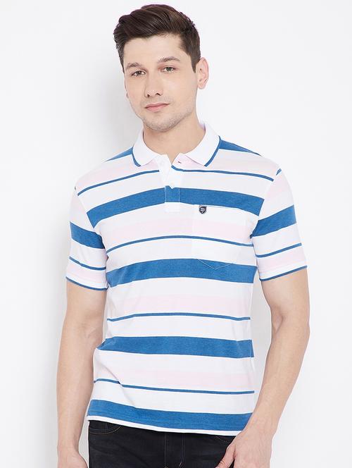 white striped polo t-shirt - 17751876 -  Standard Image - 0