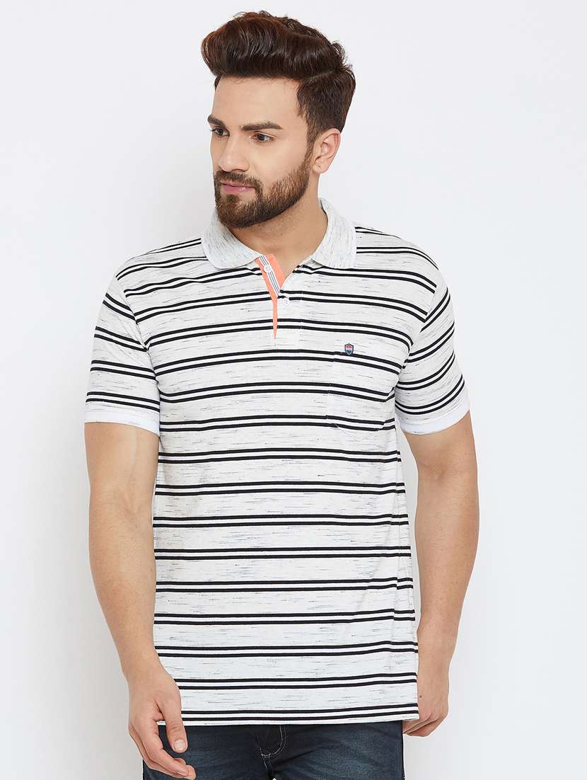 white striped polo t-shirt - 17751905 - Zoom Image - 0