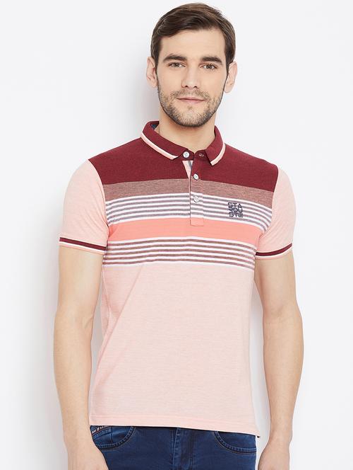 pink striped polo t-shirt - 17751911 - Standard Image - 0