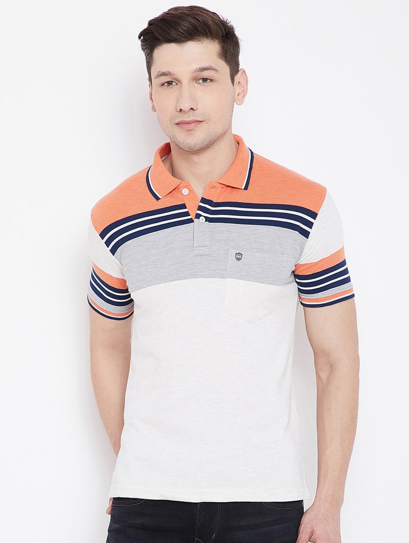 orange striped polo t-shirt - 17751913 - Zoom Image - 0