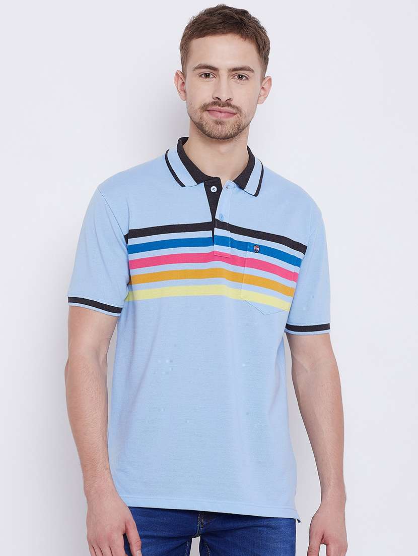blue striped polo t-shirt - 17751919 - Zoom Image - 0