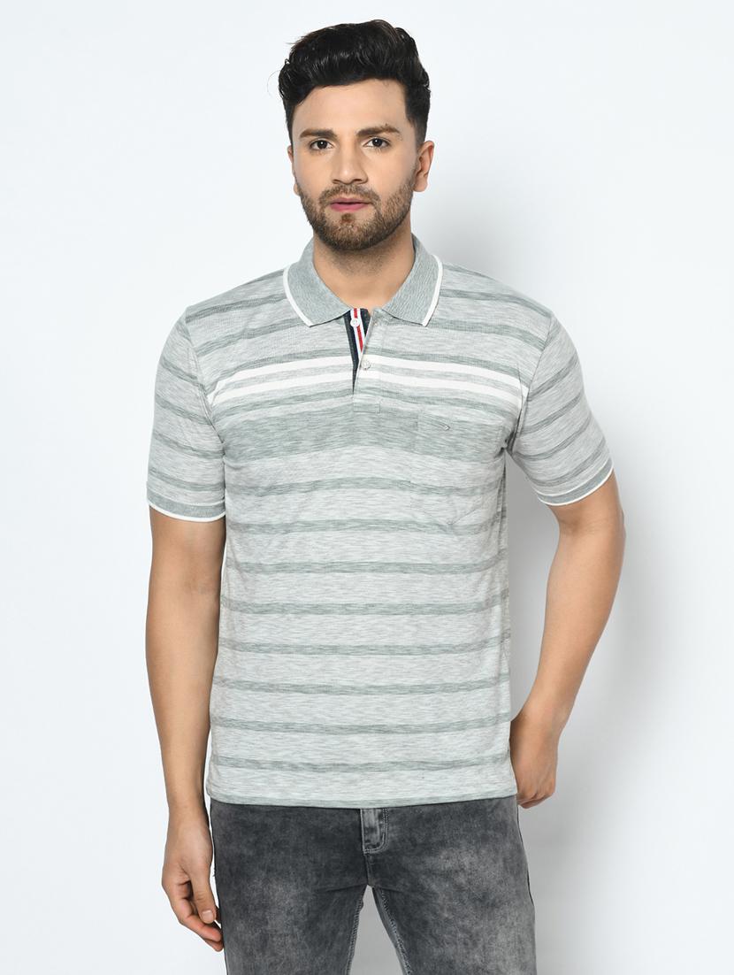 grey striped polo t-shirt - 17751929 - Zoom Image - 0
