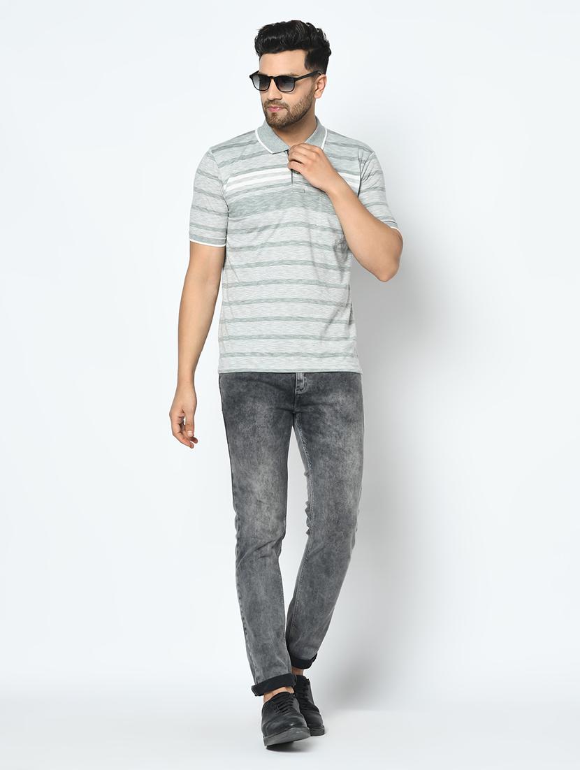 grey striped polo t-shirt - 17751929 - Standard Image - 3