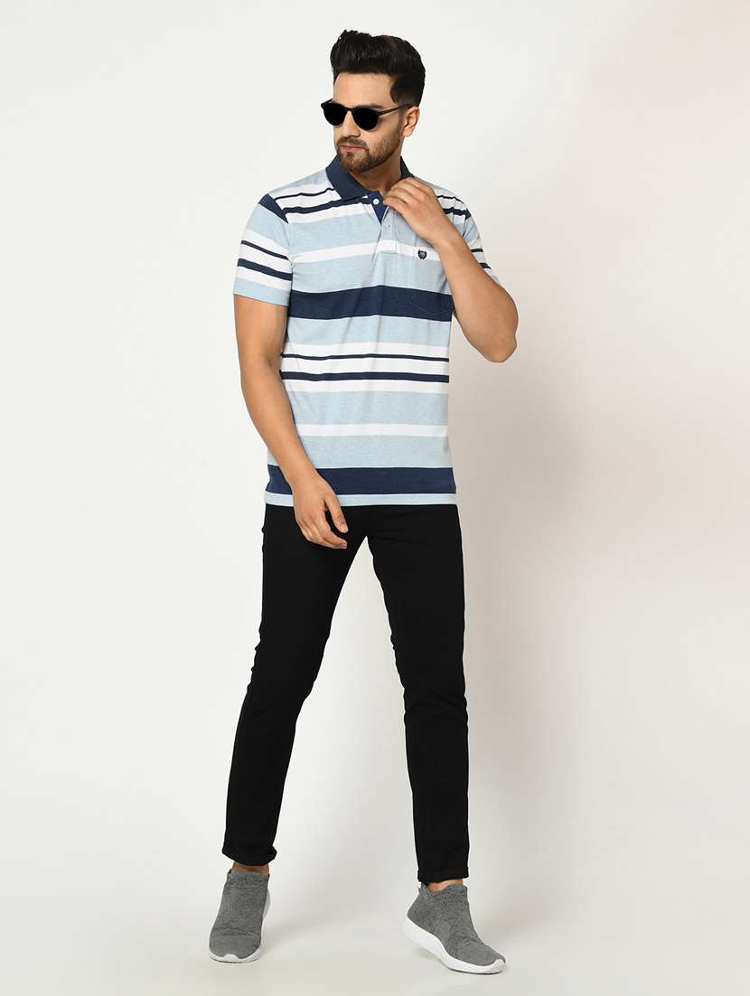 blue striped polo t-shirt - 17751933 - Standard Image - 3