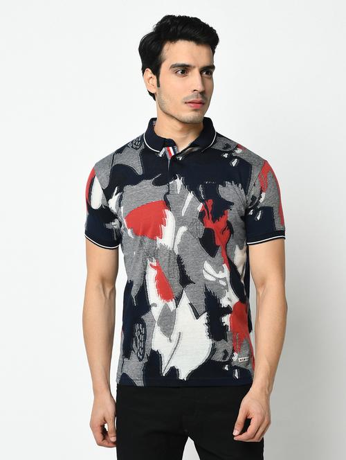 grey printed polo t-shirt - 17751944 - Standard Image - 0