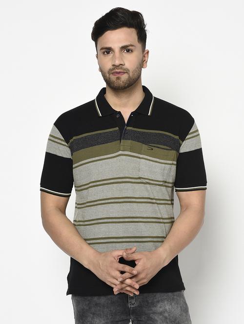 black striped polo t-shirt - 17751948 - Standard Image - 0
