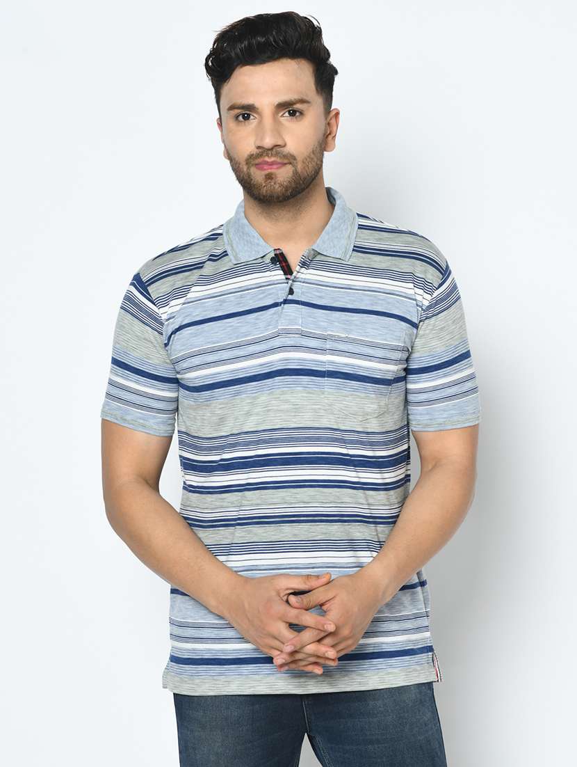 blue striped polo t-shirt - 17751975 - Zoom Image - 0