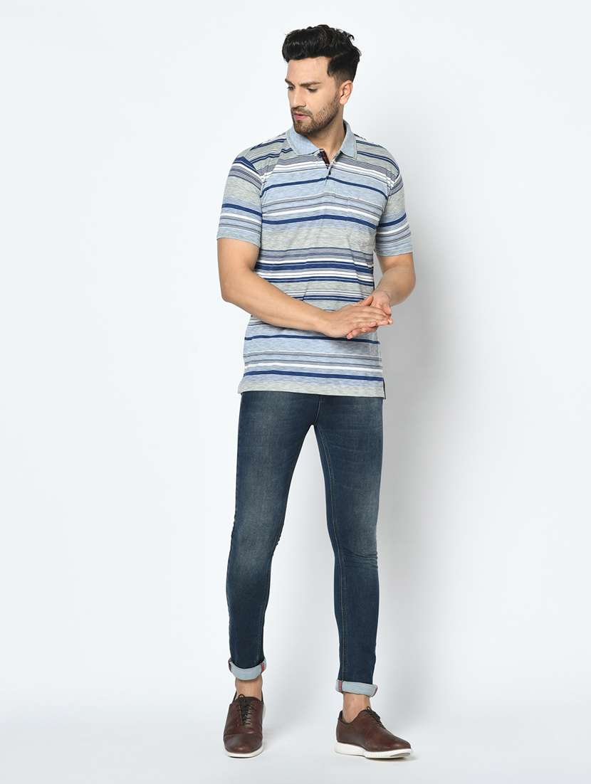 blue striped polo t-shirt - 17751975 - Standard Image - 3