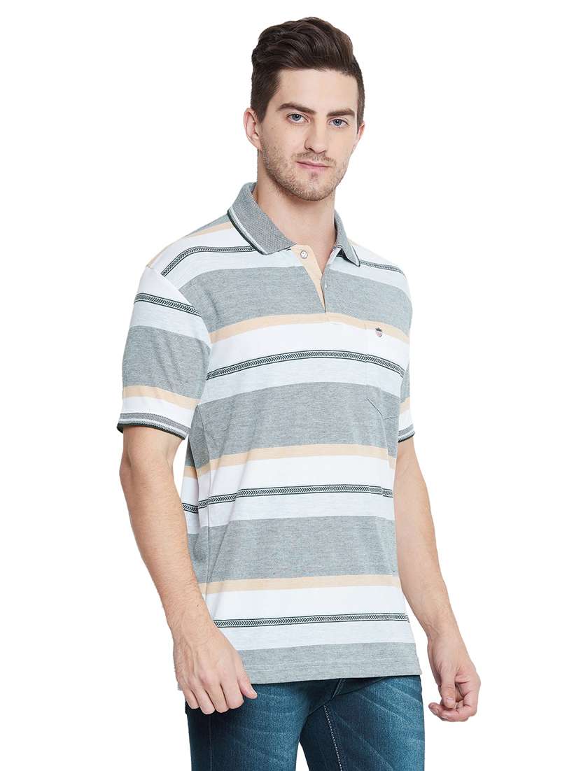 grey striped polo t-shirt - 17751980 - Zoom Image - 0