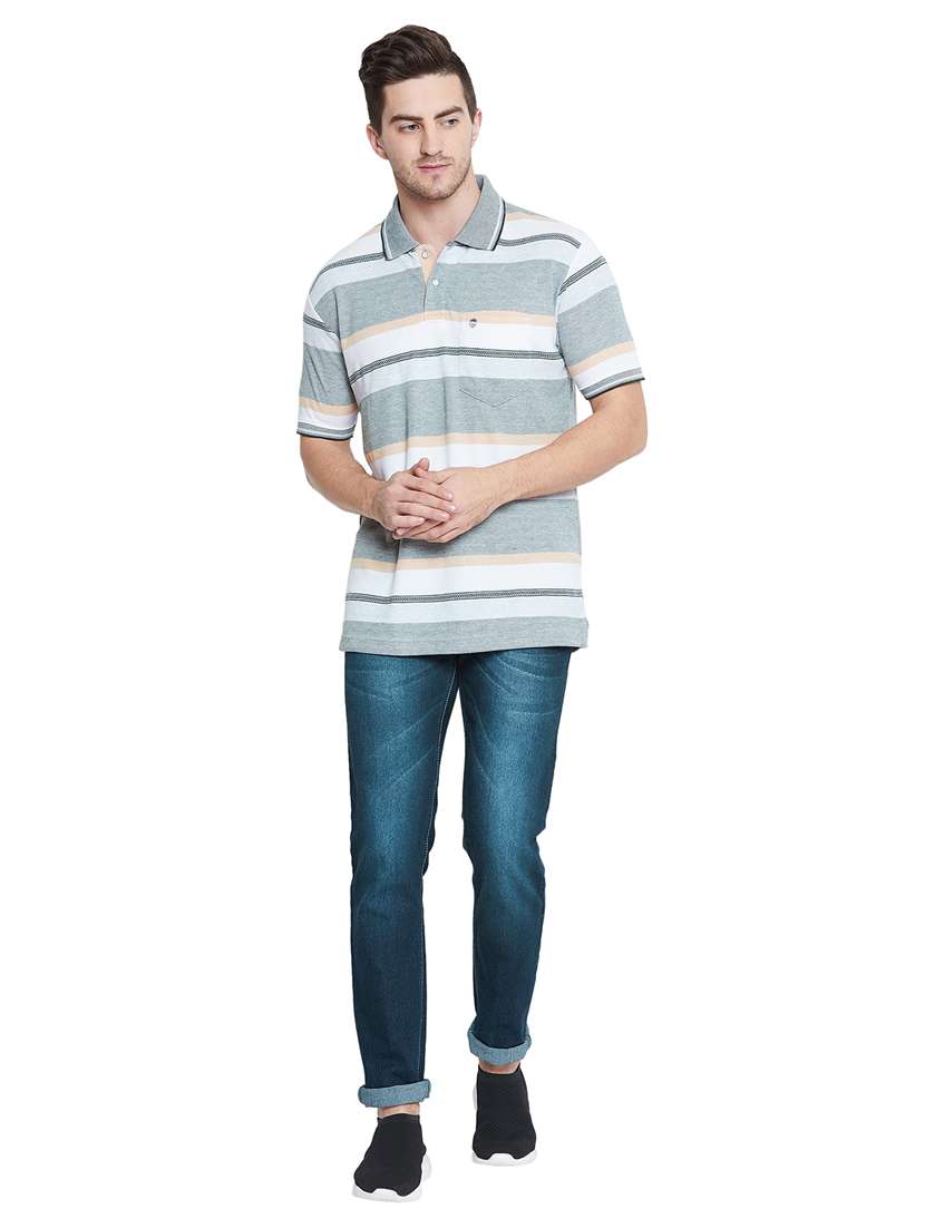grey striped polo t-shirt - 17751980 - Standard Image - 3