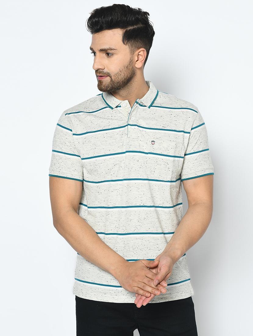 grey striped polo t-shirt - 17751999 -  Zoom Image - 0