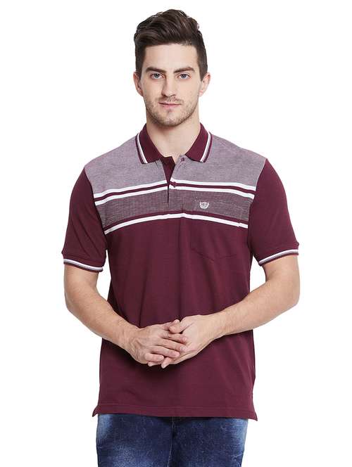 maroon striped polo t-shirt - 17752087 -  Standard Image - 0