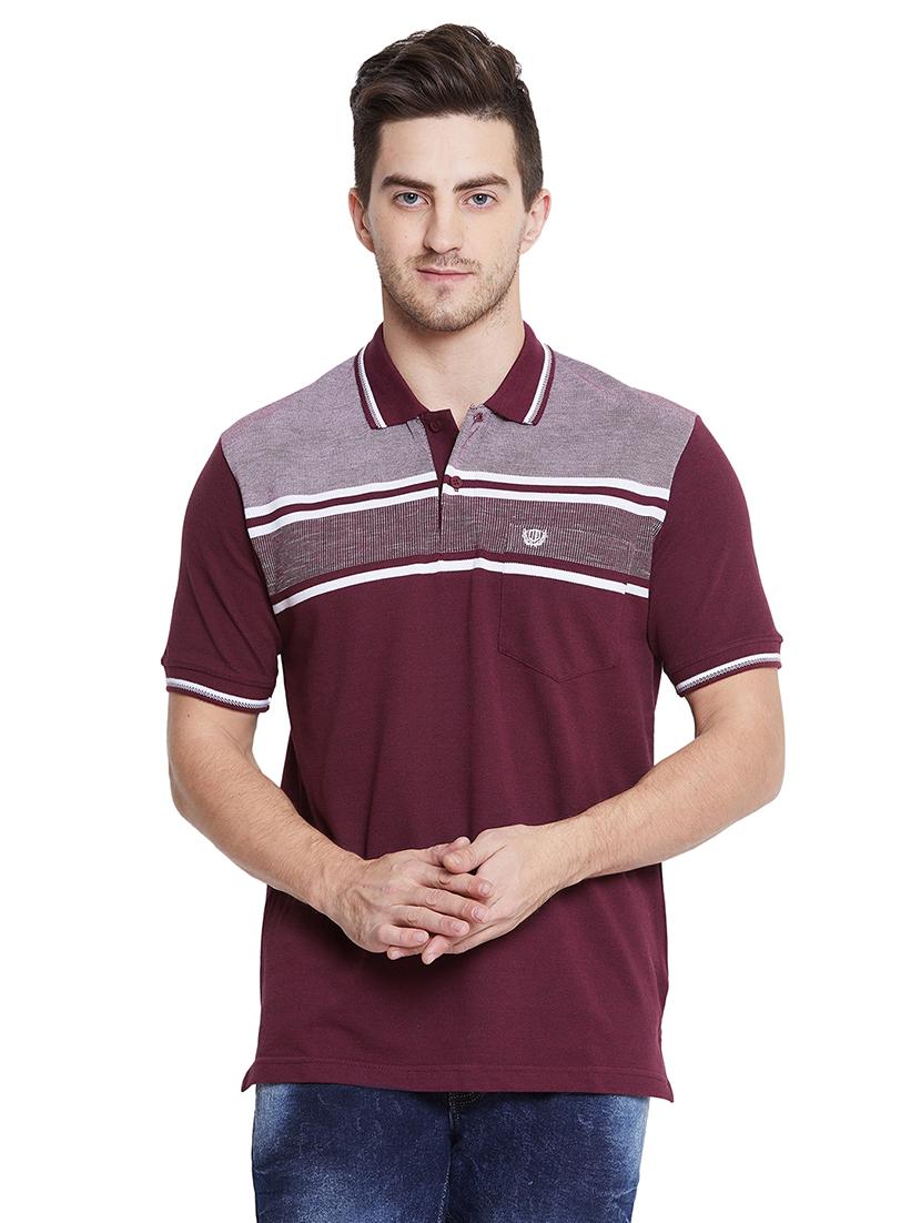 maroon striped polo t-shirt - 17752087 -  Zoom Image - 0