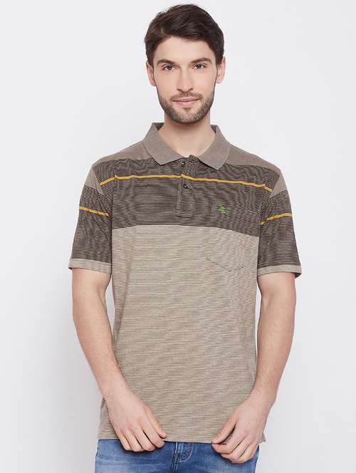 brown striped polo t-shirt - 17752089 - Standard Image - 0