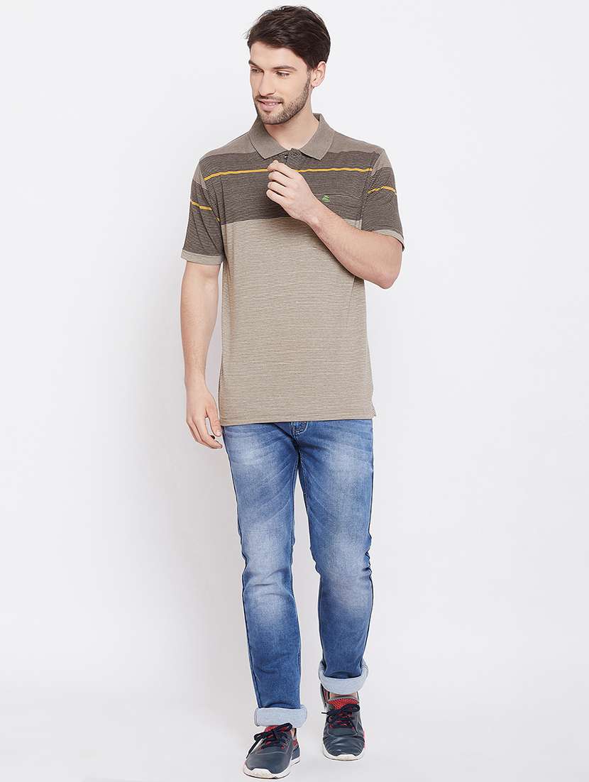 brown striped polo t-shirt - 17752089 - Standard Image - 3