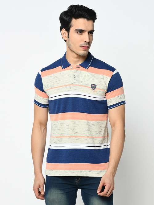orange striped polo t-shirt - 17752093 - Standard Image - 0