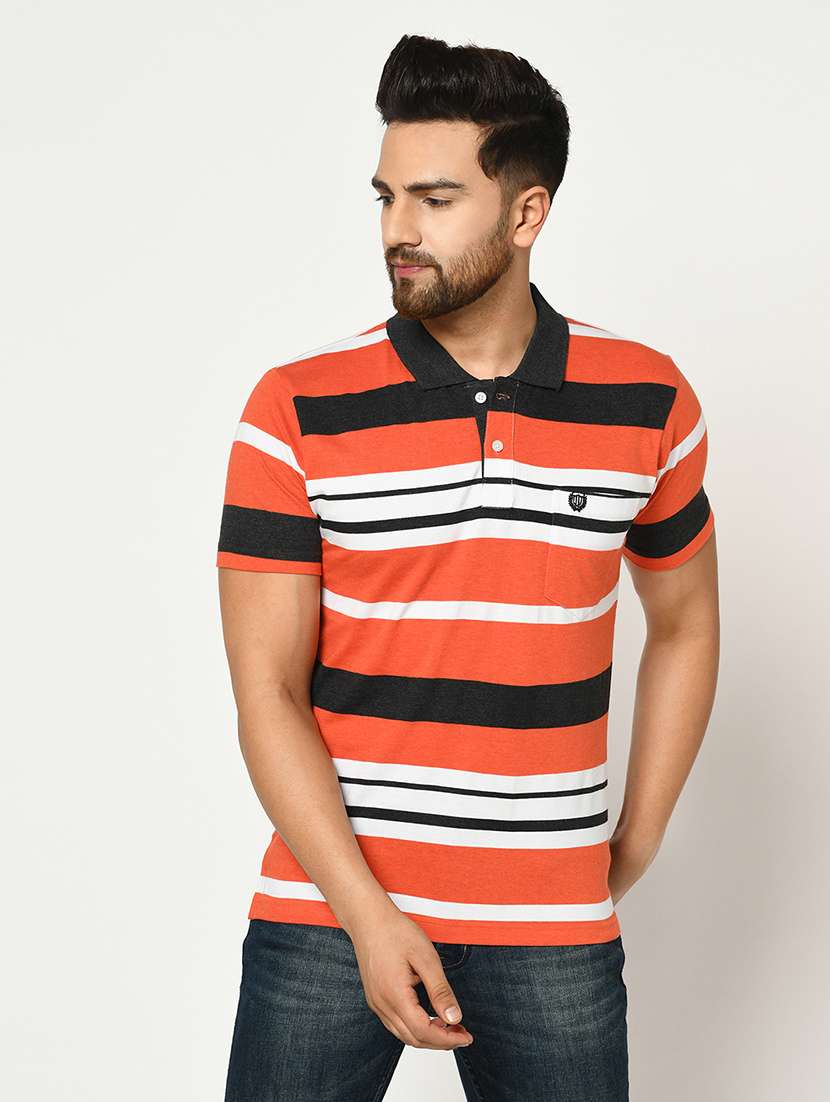 orange striped polo t-shirt - 17752094 - Zoom Image - 0
