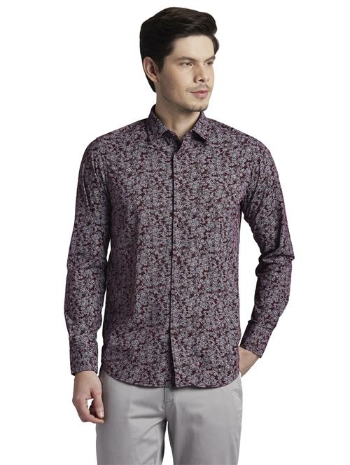 maroon printed casual shirt - 17752317 - Standard Image - 0