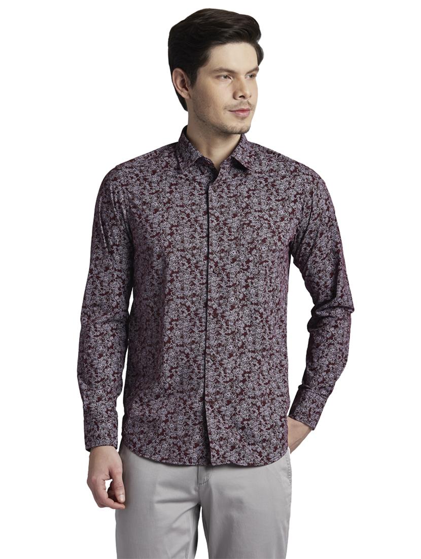 maroon printed casual shirt - 17752317 - Zoom Image - 0