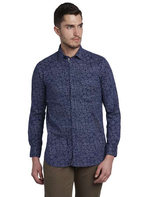 navy blue printed casual shirt - 17752321 -  Standard Image - 0
