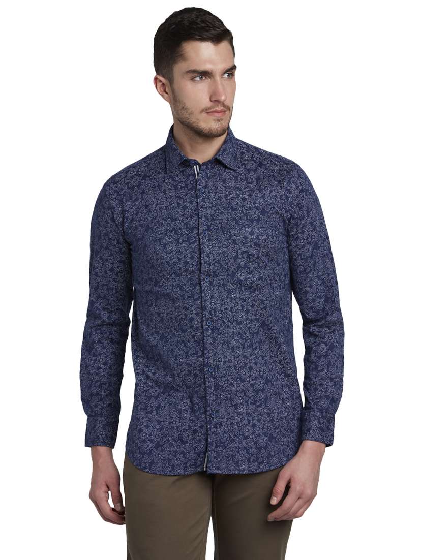navy blue printed casual shirt - 17752321 -  Zoom Image - 0
