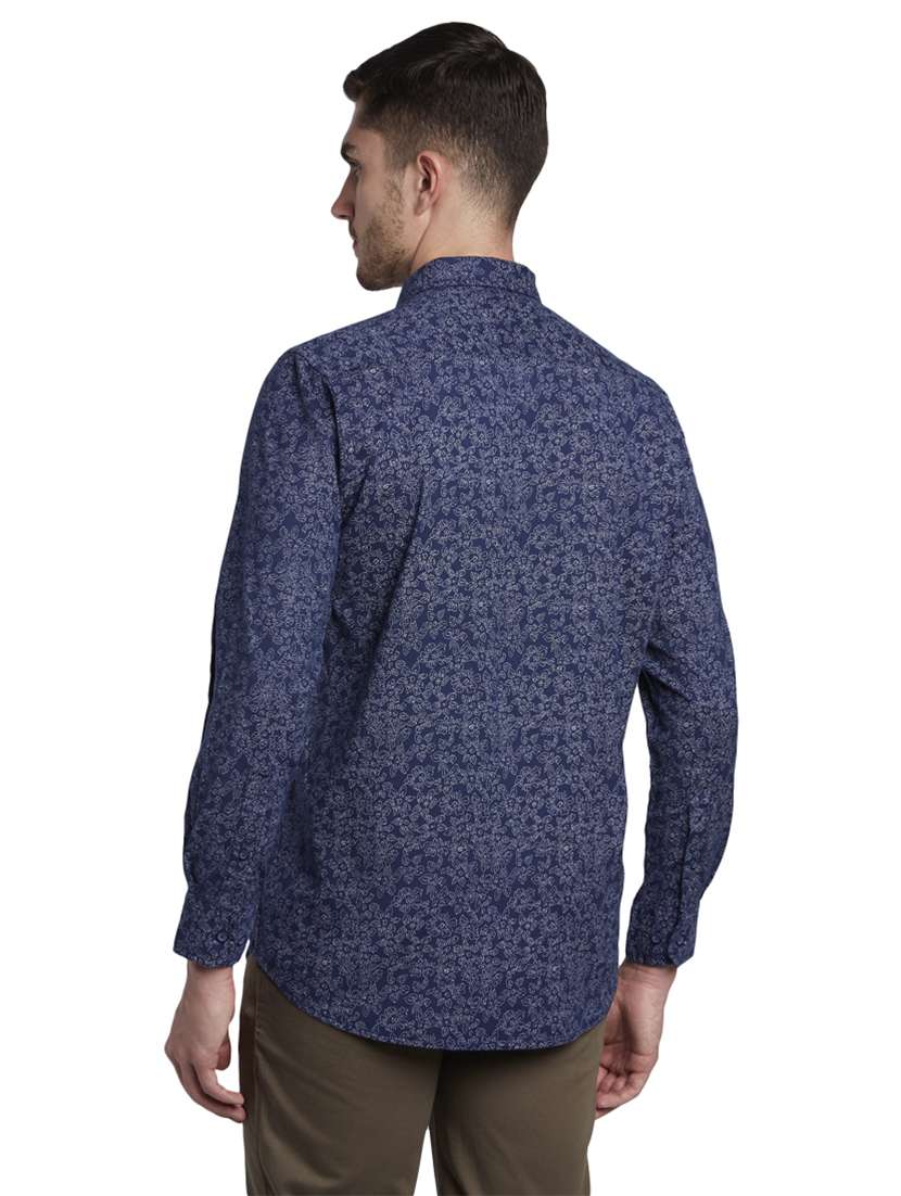 navy blue printed casual shirt - 17752321 - Standard Image - 3