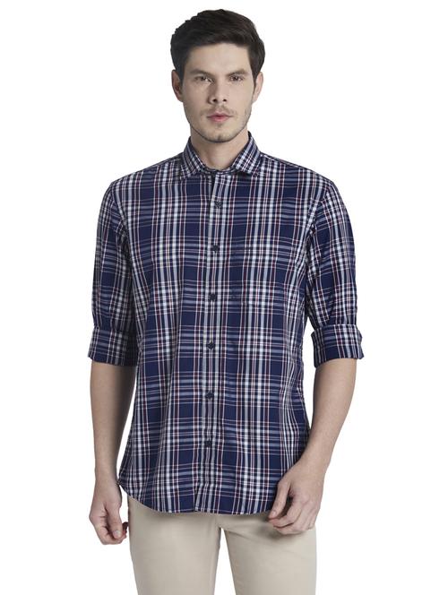navy blue checkered casual shirt - 17752323 -  Standard Image - 0