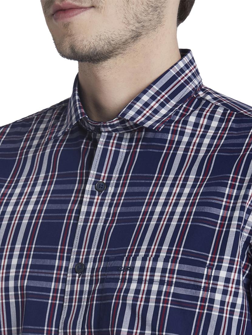 navy blue checkered casual shirt - 17752323 - Standard Image - 5