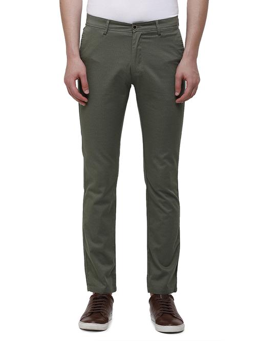olive-green solid casual trouser - 17753268 - Standard Image - 0