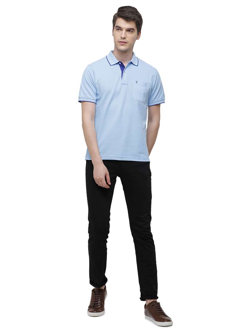 light blue solid polo t-shirt - 17753292 -  Standard Image - 3