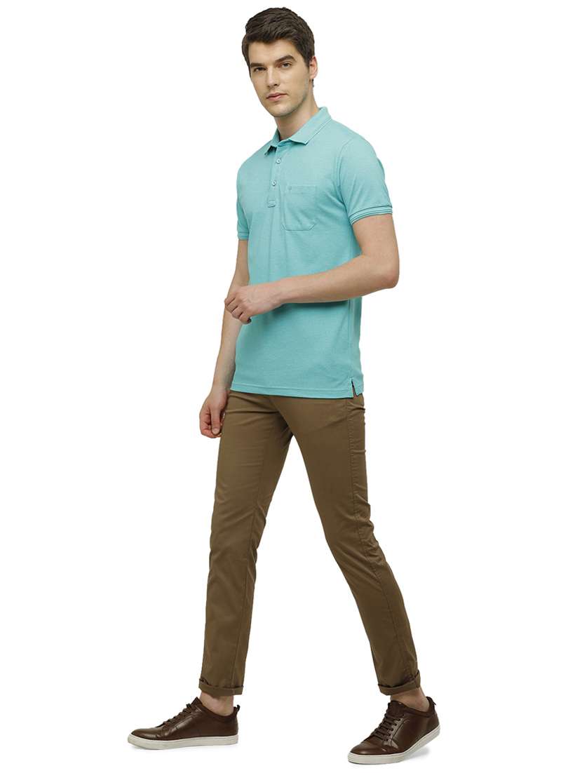 turquoise melange polo t-shirt - 17753296 -  Standard Image - 3