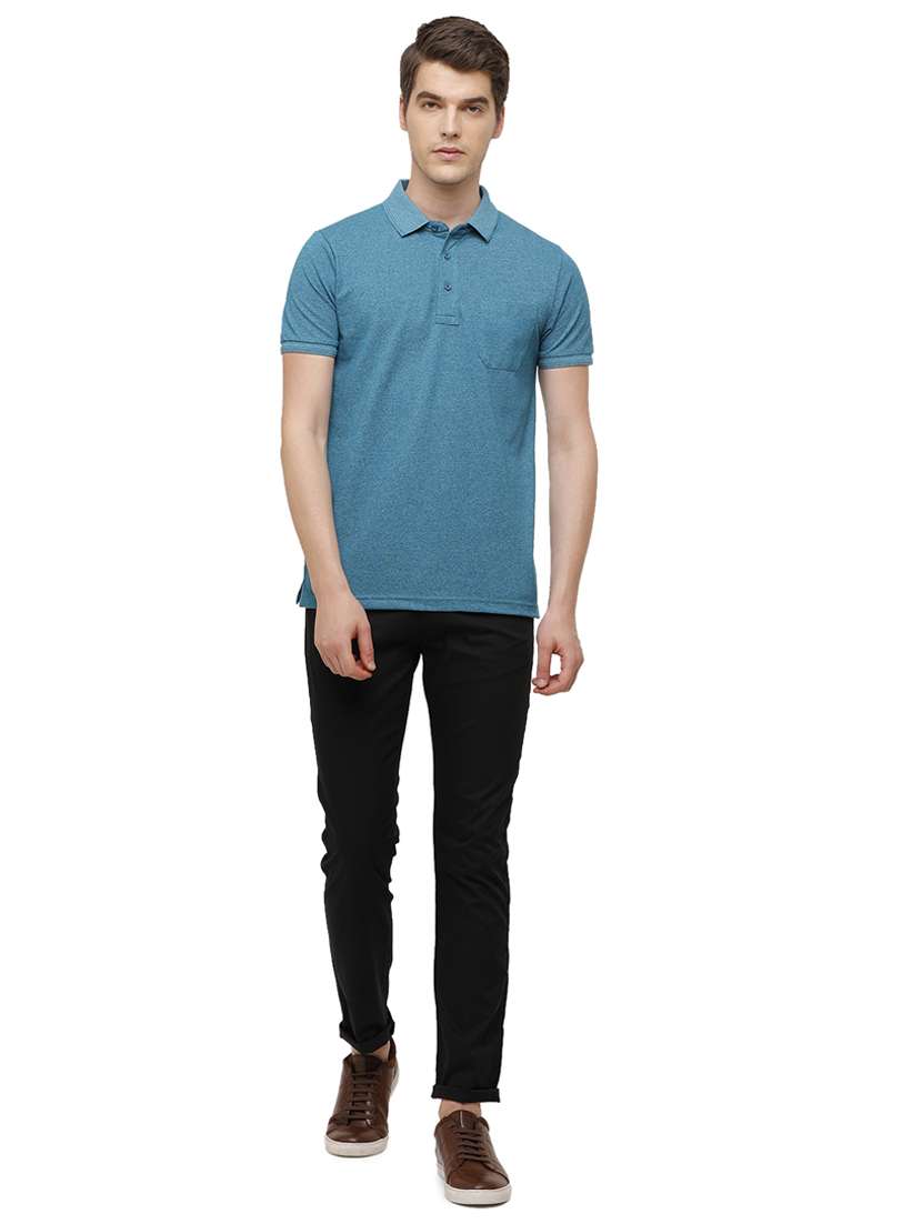 blue melange polo t-shirt - 17753300 -  Standard Image - 3