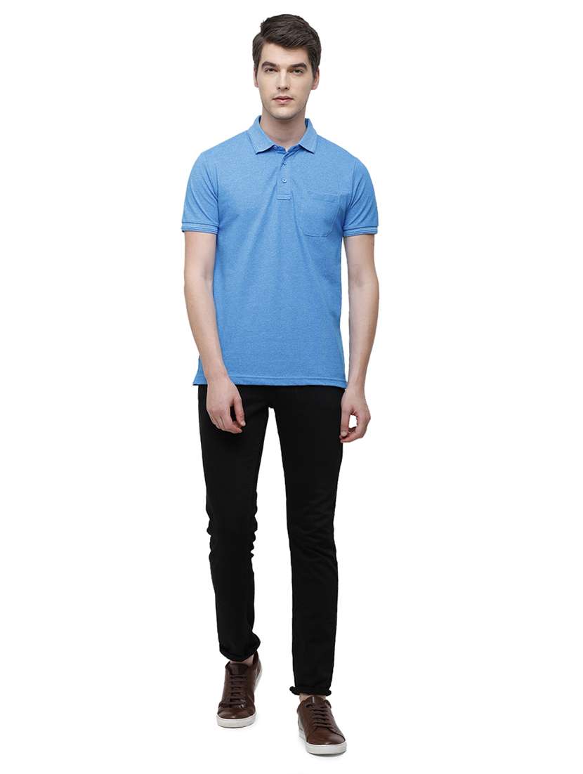 blue melange polo t-shirt - 17753301 -  Standard Image - 3
