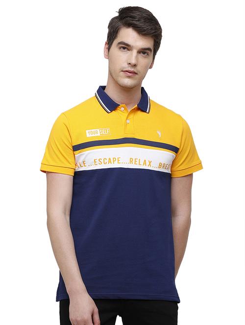navy-blue color-blocked polo t-shirt - 17753310 - Standard Image - 0