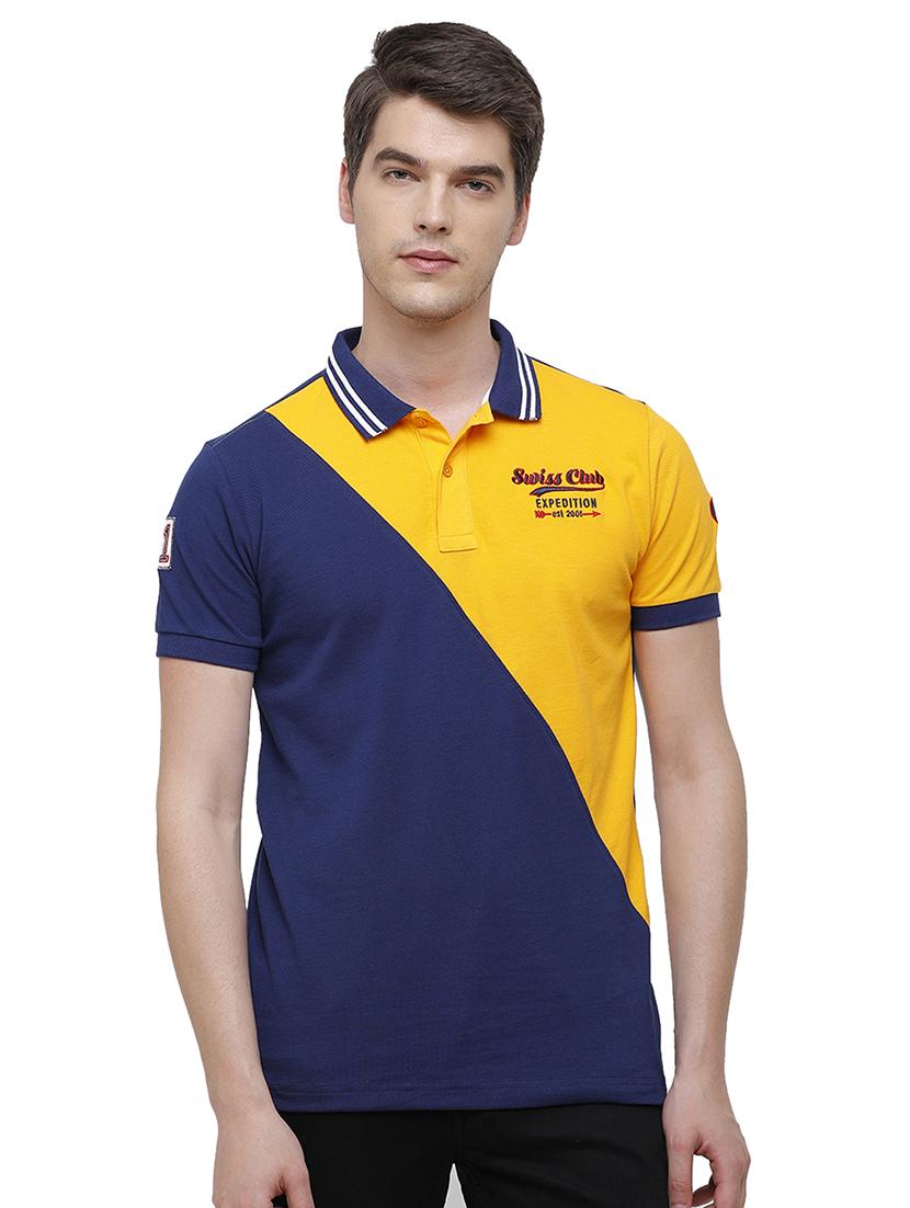 navy-blue color-blocked polo t-shirt - 17753311 - Zoom Image - 0