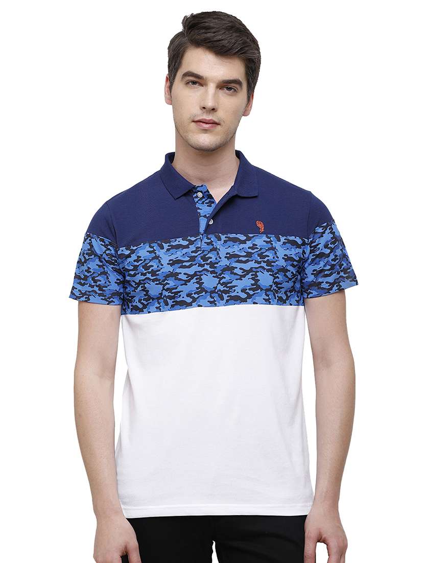 white color-blocked polo t-shirt - 17753312 -  Zoom Image - 0