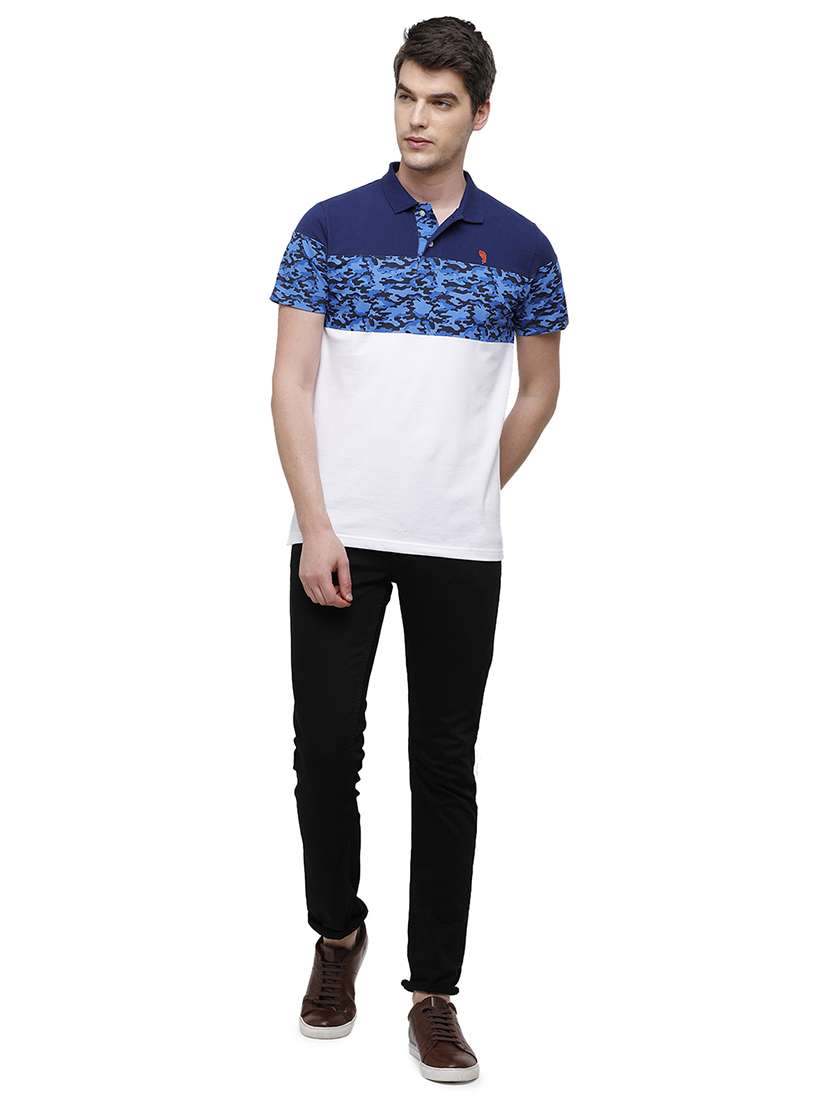 white color-blocked polo t-shirt - 17753312 - Standard Image - 3