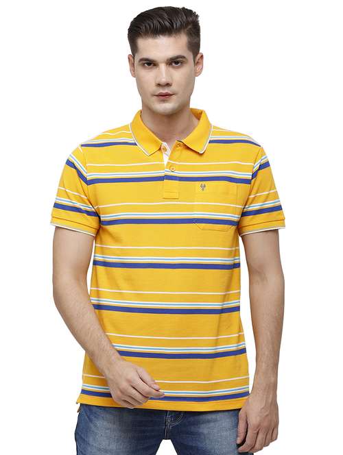 yellow striped polo t-shirt - 17753336 - Standard Image - 0
