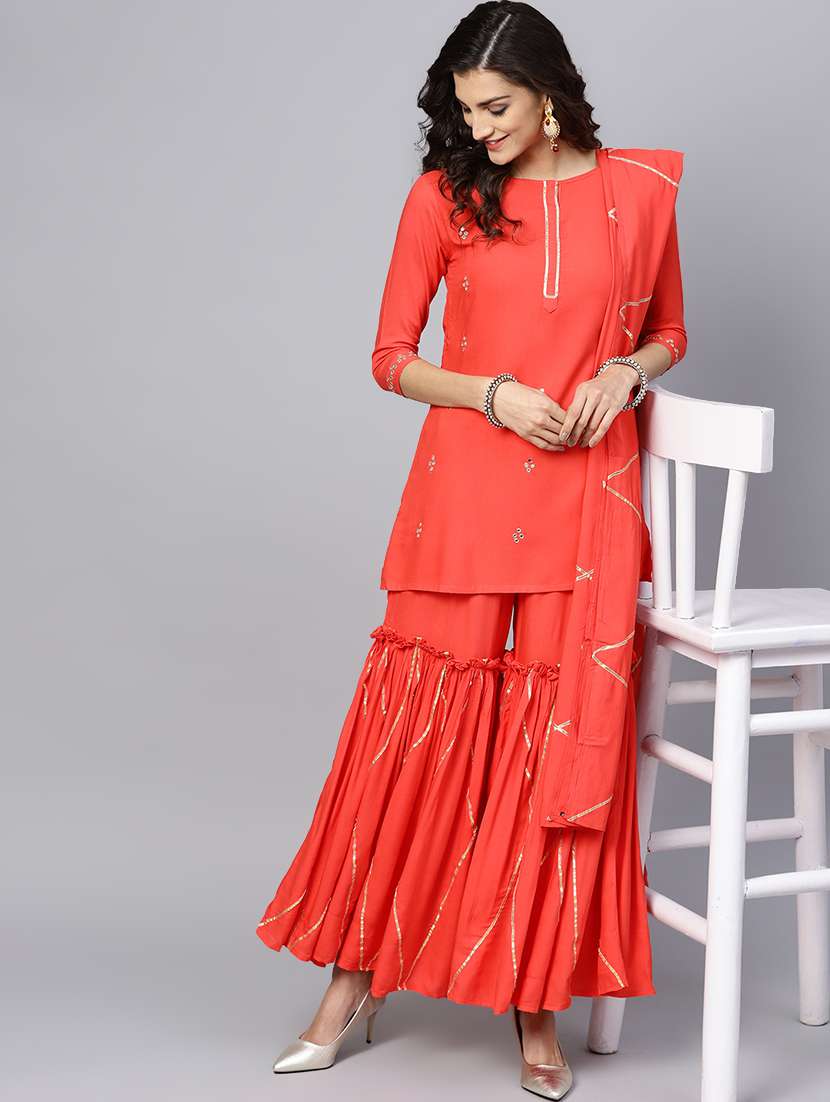 solid kurta sharara set - 17754116 - Zoom Image - 0